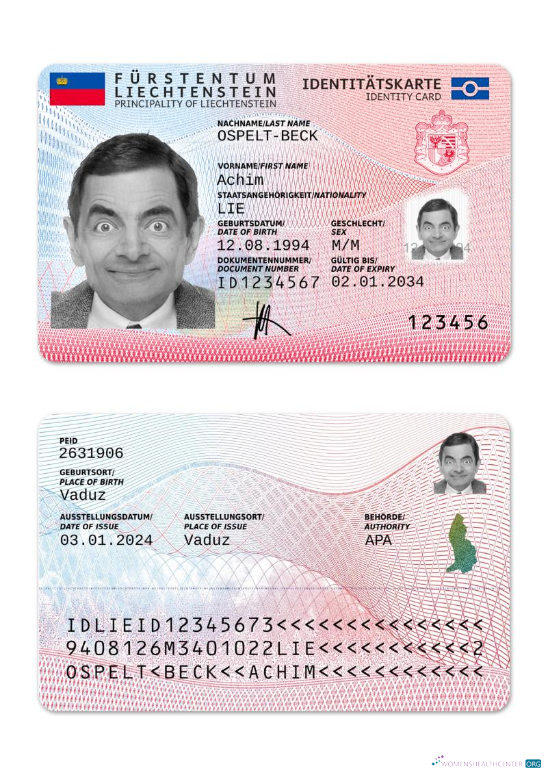 Download Liechtenstein ID card 2024 present Photoshop template